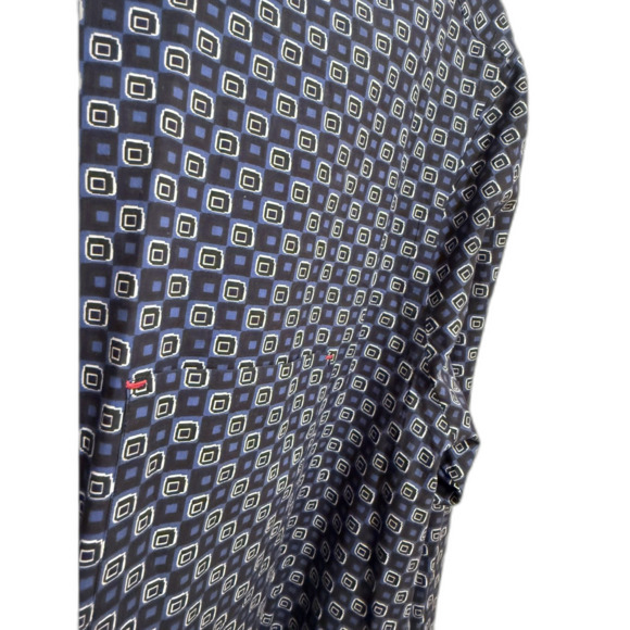 Men's Designer Blue Black Square Unique Fun Print Dress Shirt Kiton 18 x 45 - Picture 5 of 5